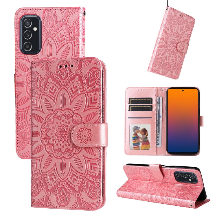 For Samsung Galaxy M52 5G Embossed Sunflower Leather Phone Case