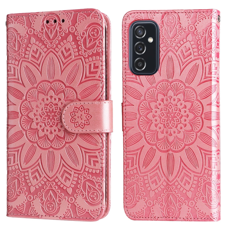 For Samsung Galaxy M52 5G Embossed Sunflower Leather Phone Case
