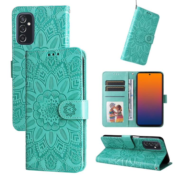 For Samsung Galaxy M52 5G Embossed Sunflower Leather Phone Case