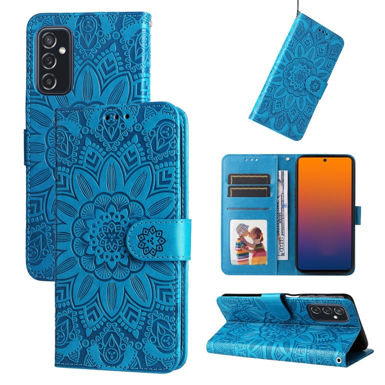 For Samsung Galaxy M52 5G Embossed Sunflower Leather Phone Case