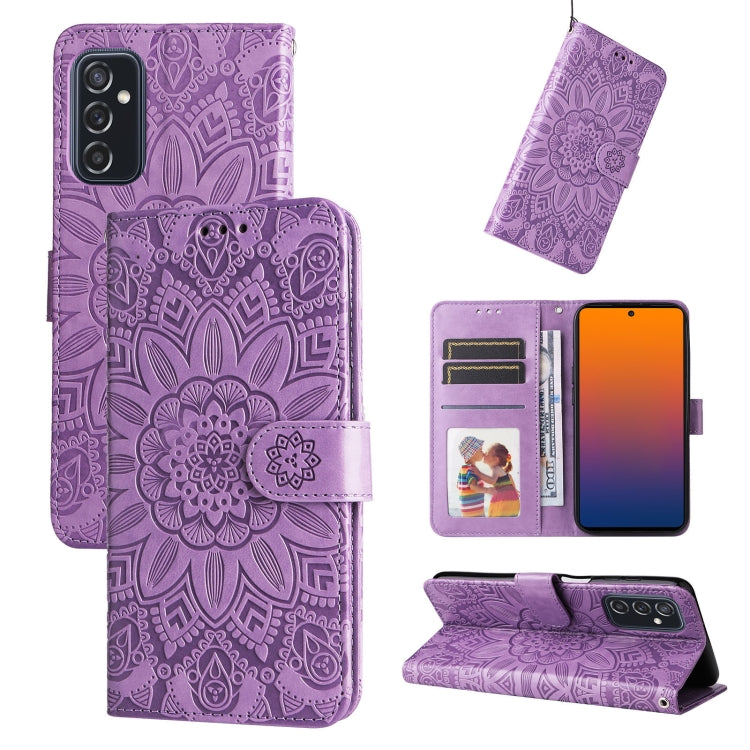 For Samsung Galaxy M52 5G Embossed Sunflower Leather Phone Case