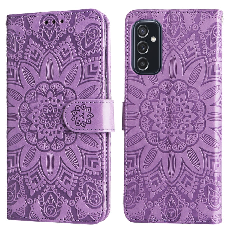 For Samsung Galaxy M52 5G Embossed Sunflower Leather Phone Case