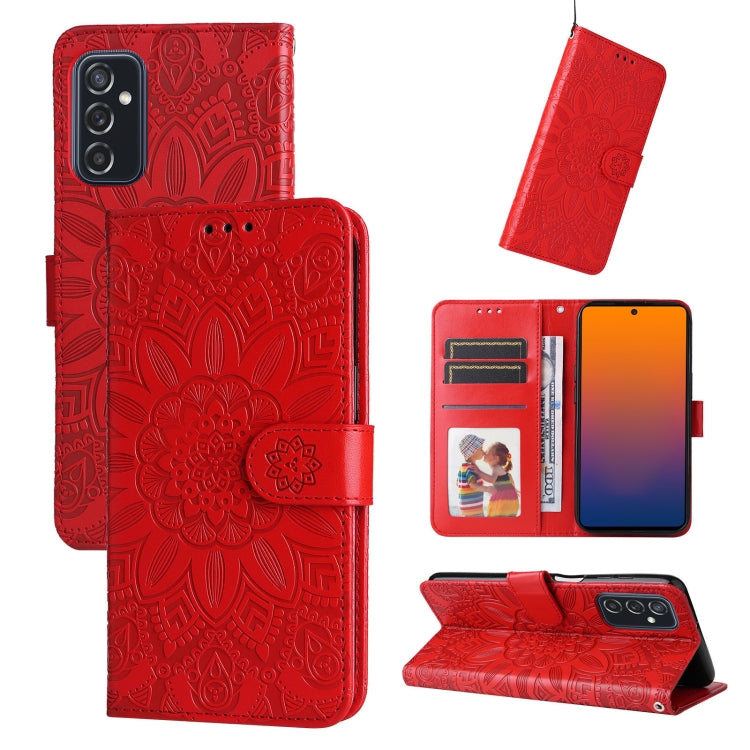 For Samsung Galaxy M52 5G Embossed Sunflower Leather Phone Case