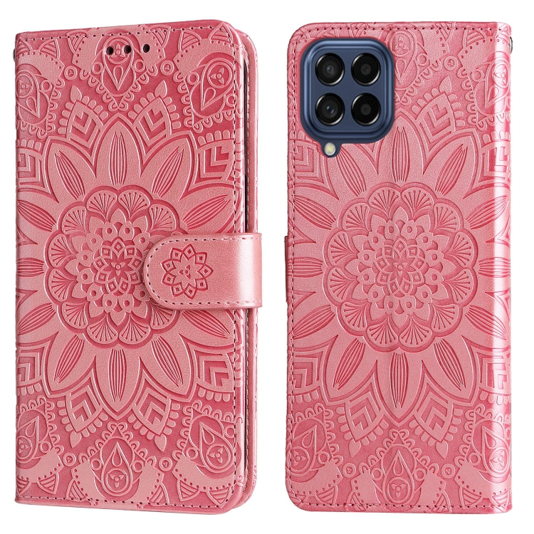 For Samsung Galaxy M53 5G Embossed Sunflower Leather Phone Case