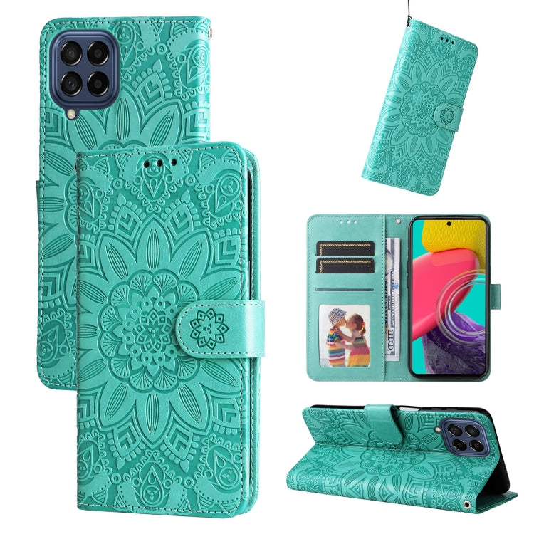 For Samsung Galaxy M53 5G Embossed Sunflower Leather Phone Case