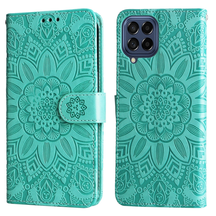 For Samsung Galaxy M53 5G Embossed Sunflower Leather Phone Case