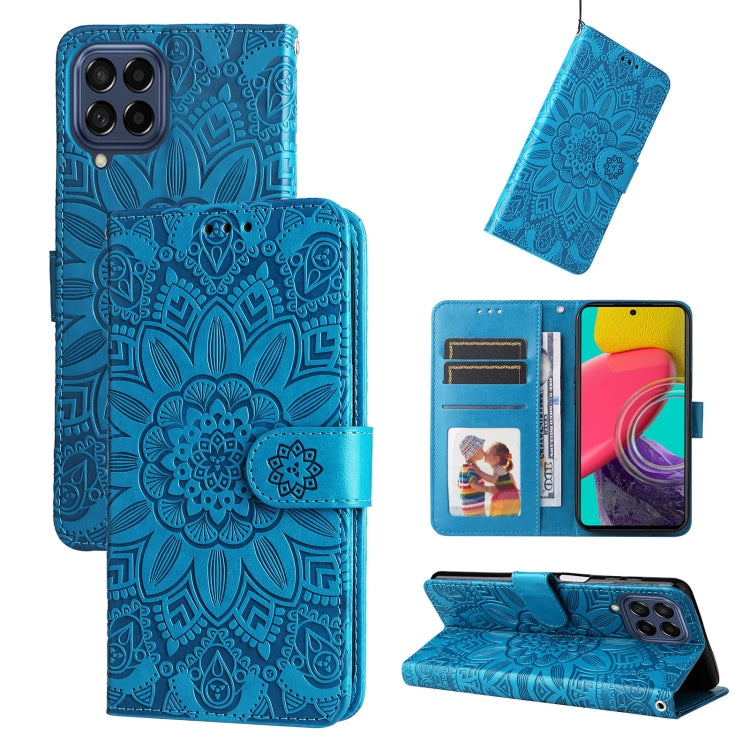 For Samsung Galaxy M53 5G Embossed Sunflower Leather Phone Case
