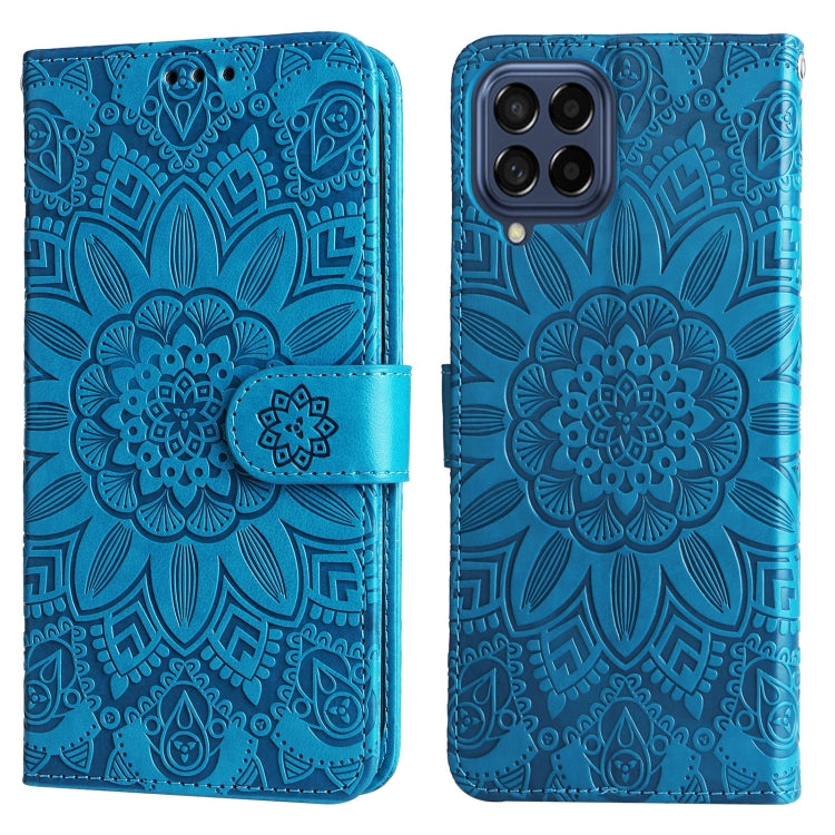 For Samsung Galaxy M53 5G Embossed Sunflower Leather Phone Case