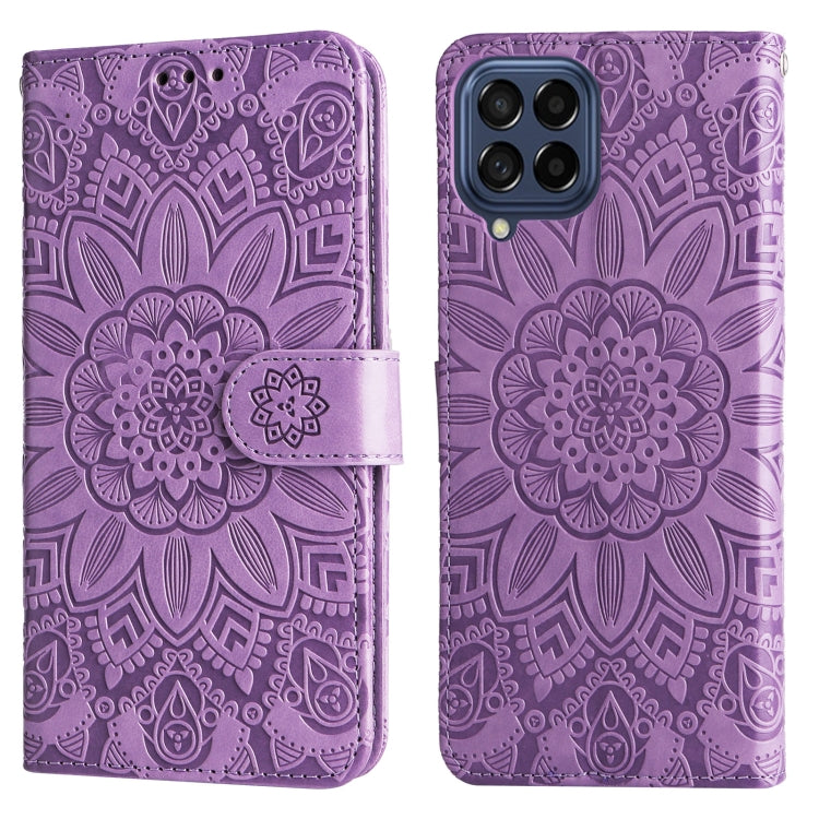 For Samsung Galaxy M53 5G Embossed Sunflower Leather Phone Case