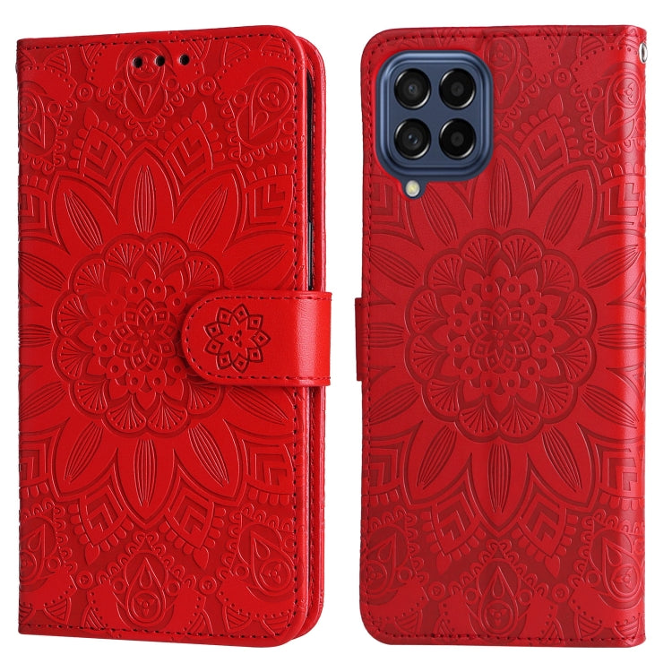 For Samsung Galaxy M53 5G Embossed Sunflower Leather Phone Case