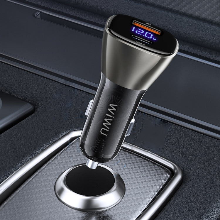 WiWU PC500 72W USB + Type-C Dual Ports Car Charger(Gray)