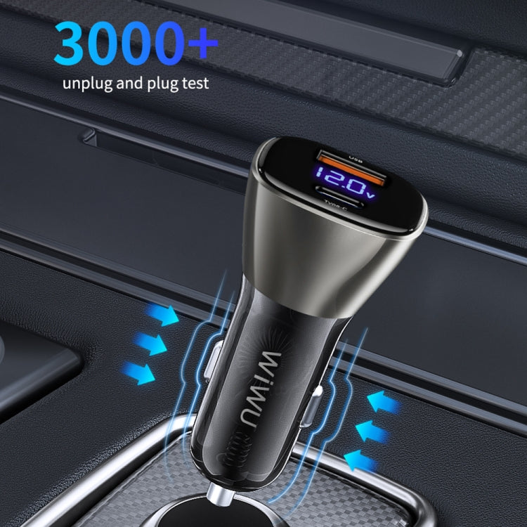 WiWU PC500 72W USB + Type-C Dual Ports Car Charger(Gray)