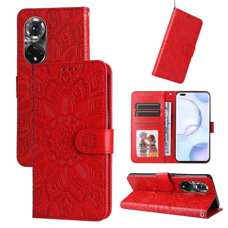 For Honor 50 Pro / Huawei nova 9 Pro Embossed Sunflower Leather Phone Case