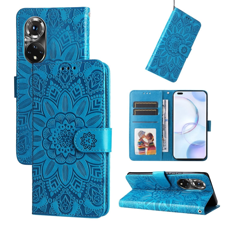 For Honor 50 Pro / Huawei nova 9 Pro Embossed Sunflower Leather Phone Case