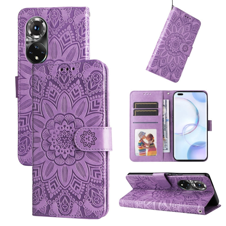 For Honor 50 Pro / Huawei nova 9 Pro Embossed Sunflower Leather Phone Case