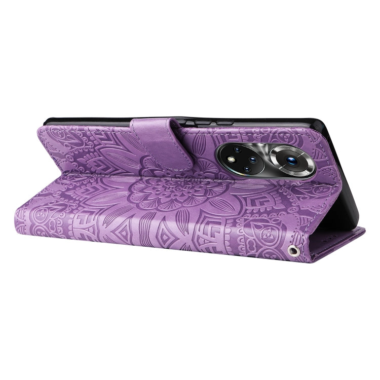 For Honor 50 Pro / Huawei nova 9 Pro Embossed Sunflower Leather Phone Case