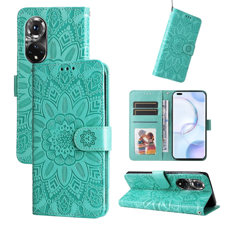 For Honor 50 Pro / Huawei nova 9 Pro Embossed Sunflower Leather Phone Case