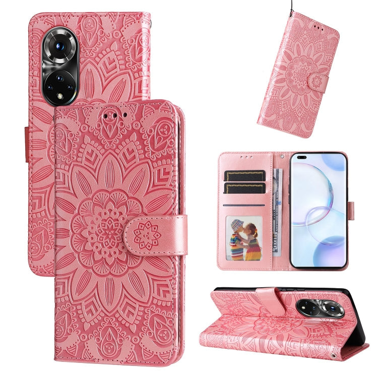 For Honor 50 Pro / Huawei nova 9 Pro Embossed Sunflower Leather Phone Case