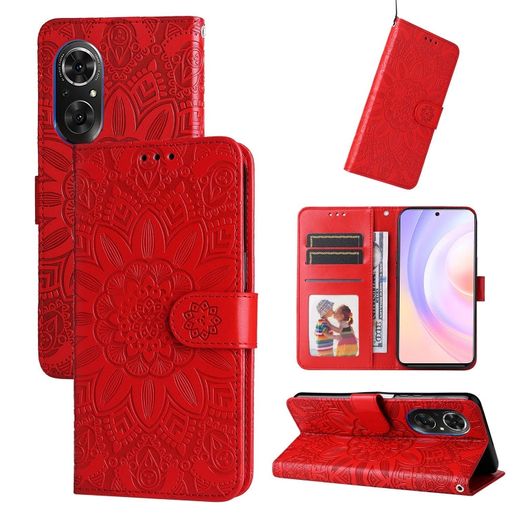 For Honor 50 SE / Huawei nova 9 SE Embossed Sunflower Leather Phone Case