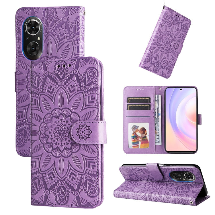 For Honor 50 SE / Huawei nova 9 SE Embossed Sunflower Leather Phone Case