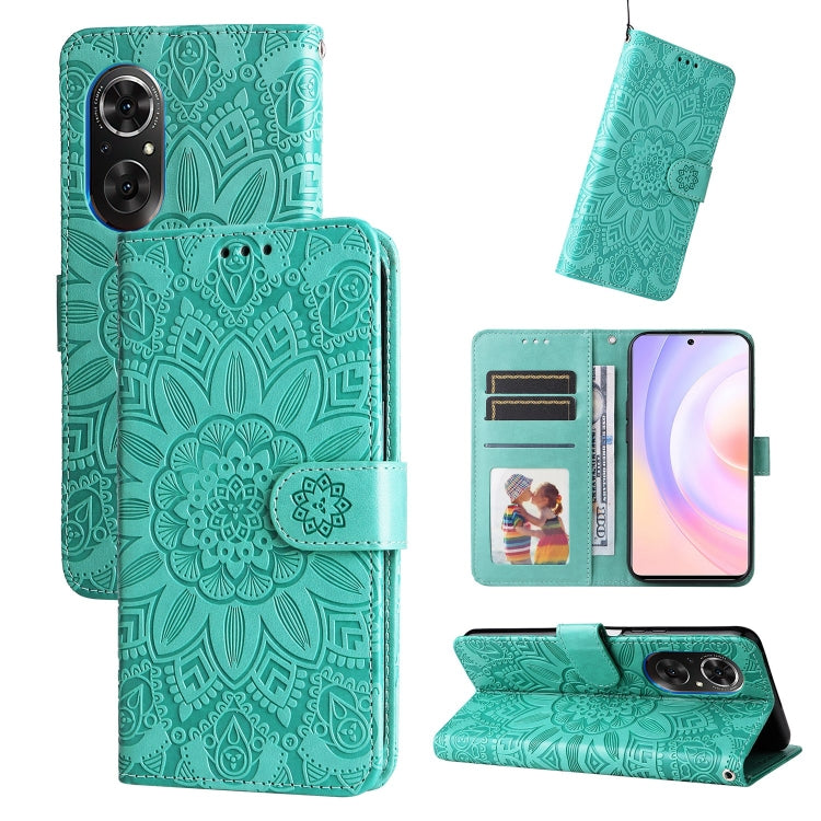 For Honor 50 SE / Huawei nova 9 SE Embossed Sunflower Leather Phone Case