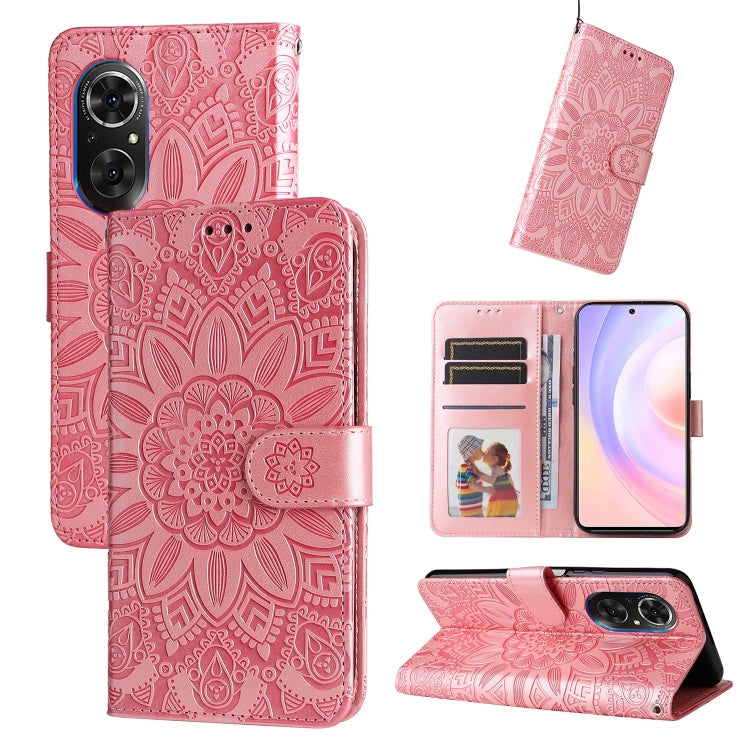 For Honor 50 SE / Huawei nova 9 SE Embossed Sunflower Leather Phone Case