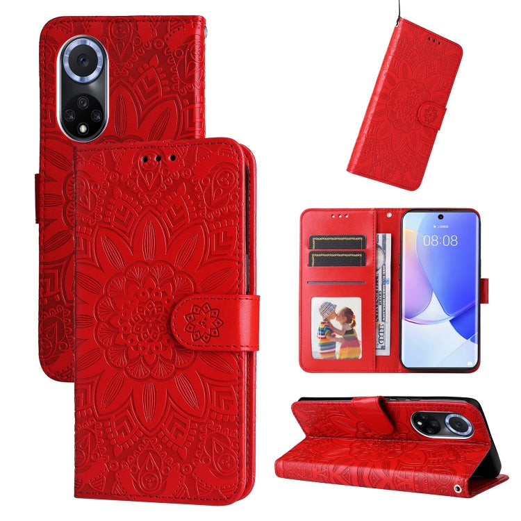 For Honor 50 / Huawei nova 9 Embossed Sunflower Leather Phone Case