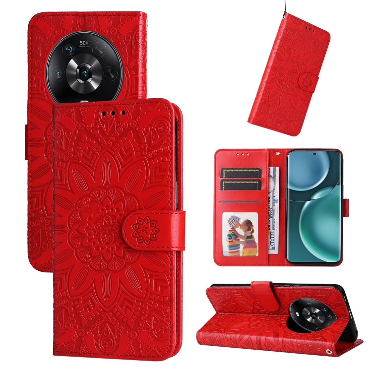 For Honor Magic4 / Magic4 Pro Embossed Sunflower Leather Phone Case