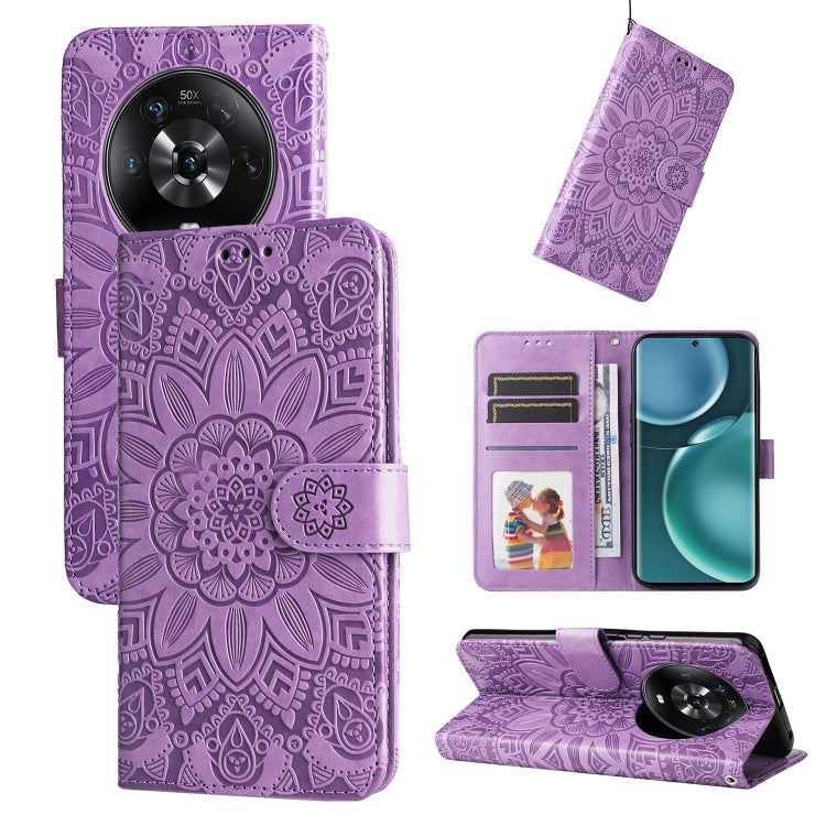 For Honor Magic4 / Magic4 Pro Embossed Sunflower Leather Phone Case