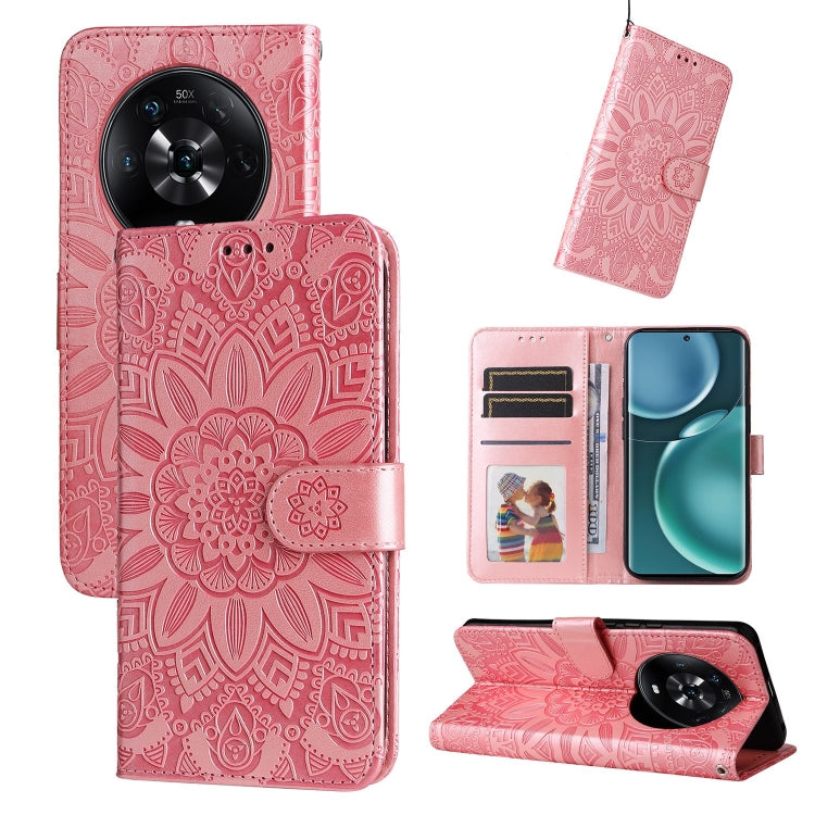 For Honor Magic4 / Magic4 Pro Embossed Sunflower Leather Phone Case