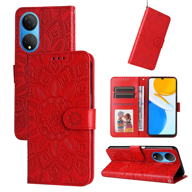 For Honor X7 / Honor Play 30 Embossed Sunflower Leather Phone Case