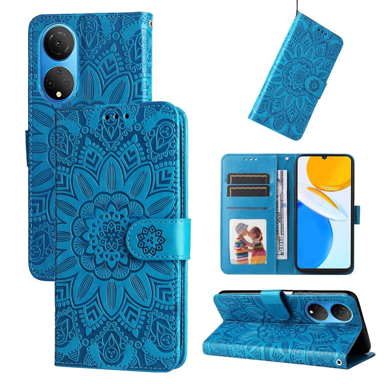 For Honor X7 / Honor Play 30 Embossed Sunflower Leather Phone Case