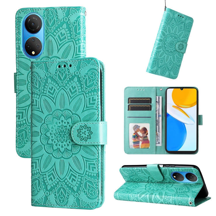 For Honor X7 / Honor Play 30 Embossed Sunflower Leather Phone Case