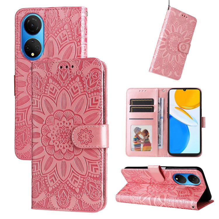 For Honor X7 / Honor Play 30 Embossed Sunflower Leather Phone Case