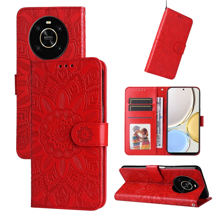 For Honor X30 / X9 5G / 4G Embossed Sunflower Leather Phone Case