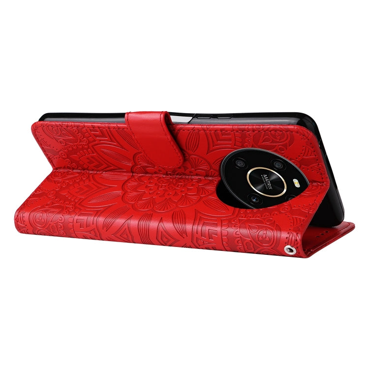 For Honor X30 / X9 5G / 4G Embossed Sunflower Leather Phone Case