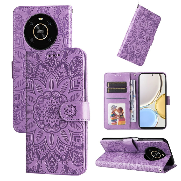 For Honor X30 / X9 5G / 4G Embossed Sunflower Leather Phone Case