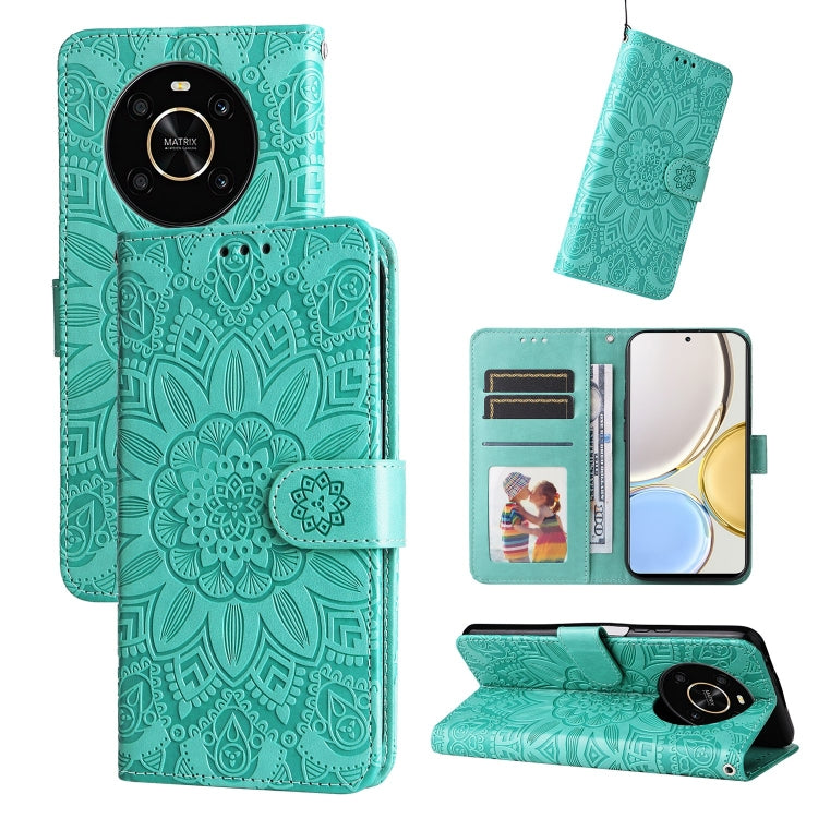 For Honor X30 / X9 5G / 4G Embossed Sunflower Leather Phone Case