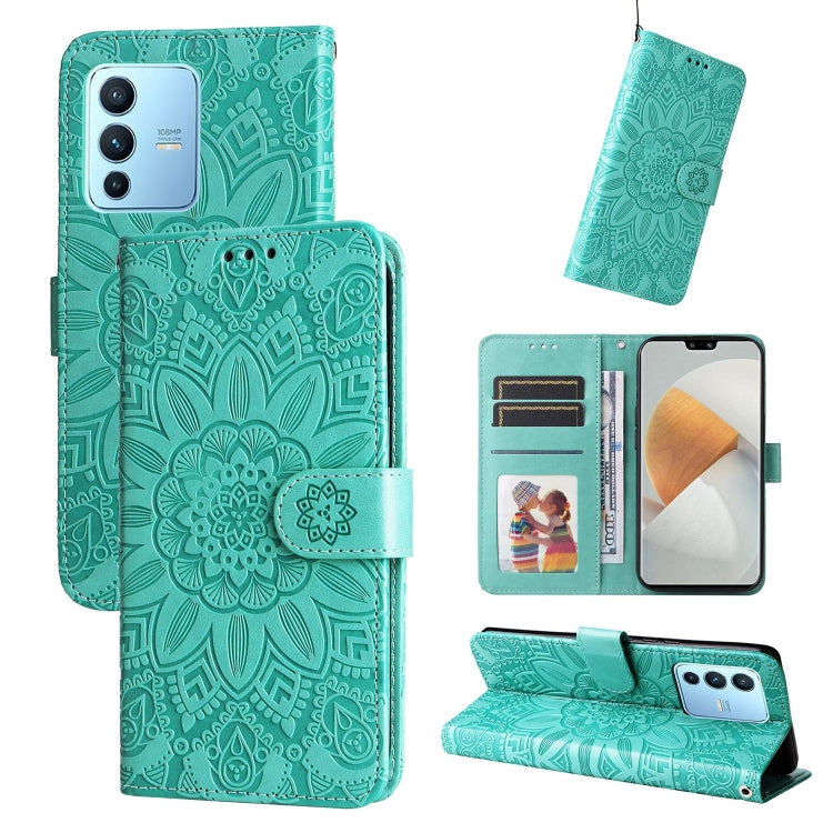 For vivo S12 Pro / V23 Pro Embossed Sunflower Leather Phone Case