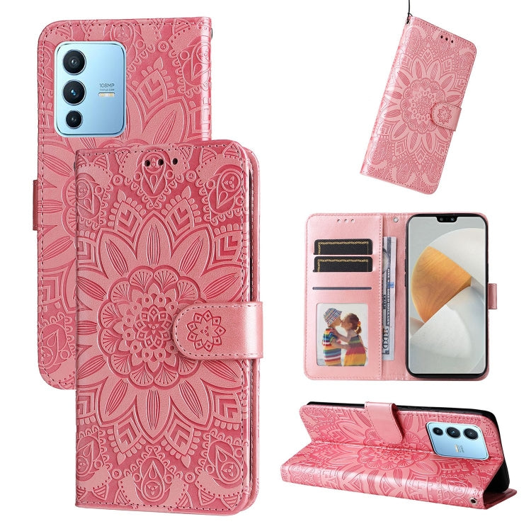 For vivo S12 Pro / V23 Pro Embossed Sunflower Leather Phone Case