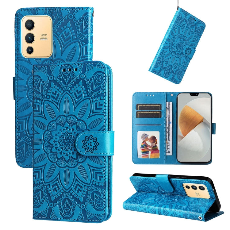 For vivo S12 / V23 5G Embossed Sunflower Leather Phone Case
