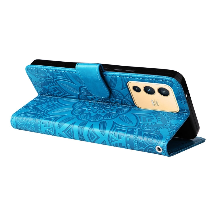 For vivo S12 / V23 5G Embossed Sunflower Leather Phone Case