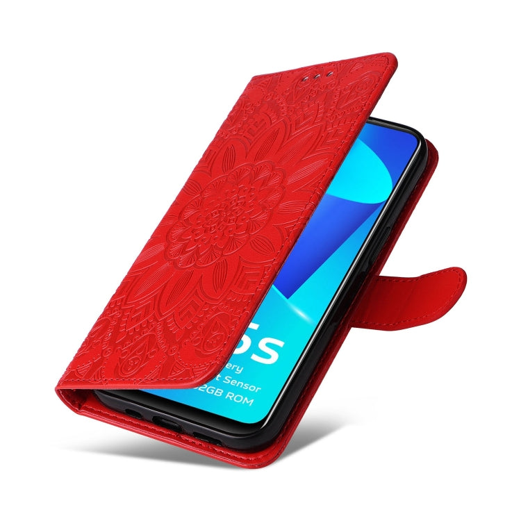 For vivo Y15s 2021 / Y15a / Y10 4G Embossed Sunflower Leather Phone Case