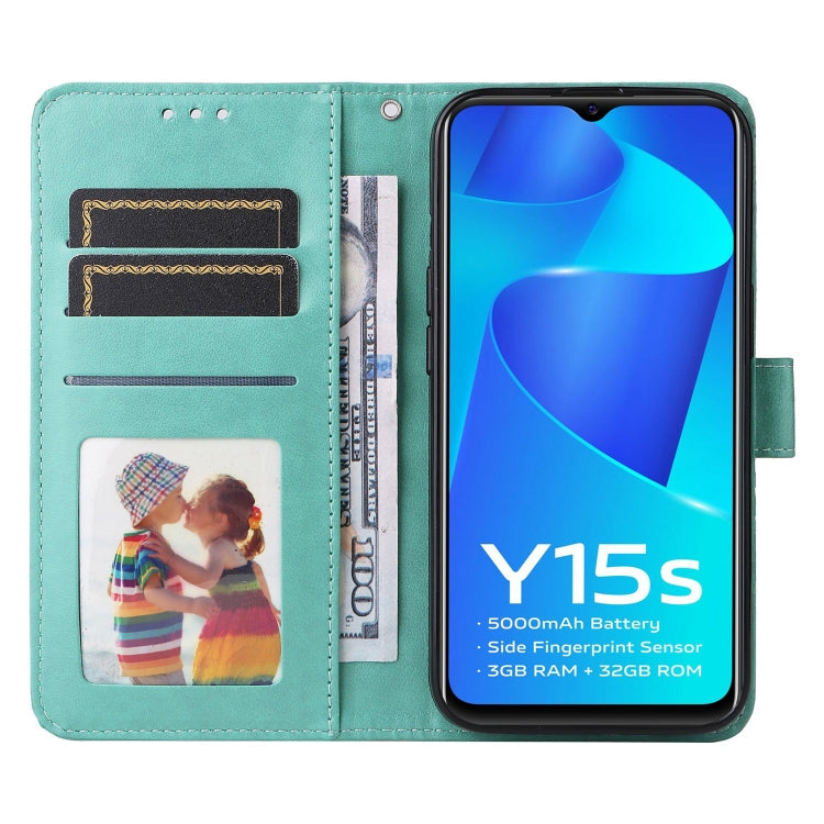 For vivo Y15s 2021 / Y15a / Y10 4G Embossed Sunflower Leather Phone Case