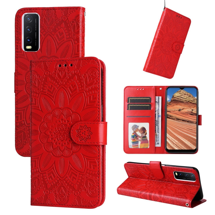 For vivo Y20 Embossed Sunflower Leather Phone Case