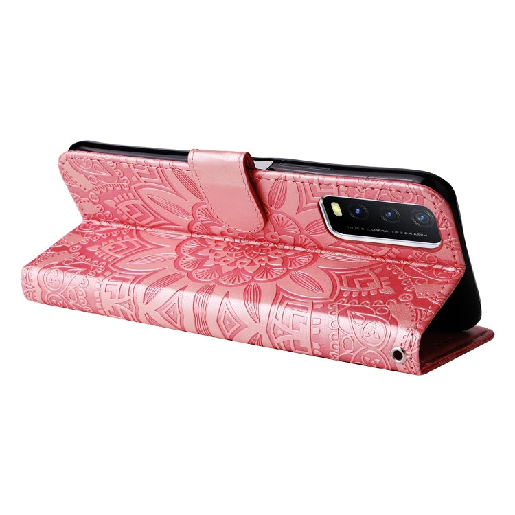 For vivo Y20 Embossed Sunflower Leather Phone Case