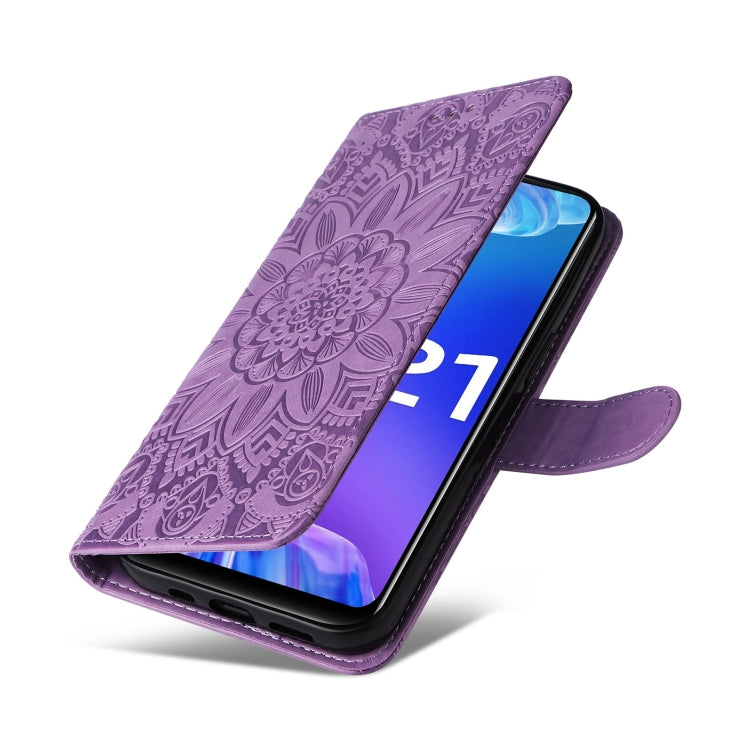 For vivo Y21 2021 / Y21s / Y33s  Embossed Sunflower Leather Phone Case