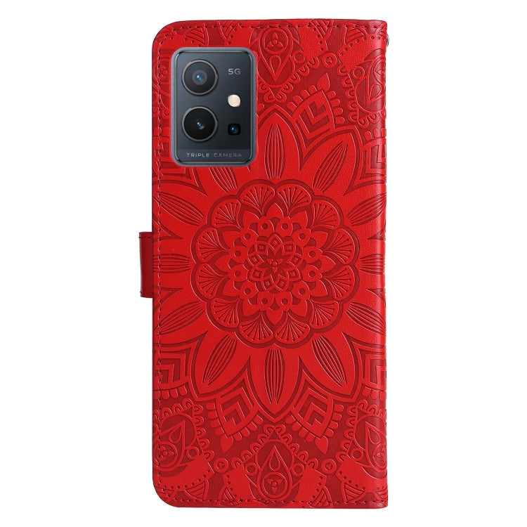For vivo Y55 5G / Y75 5G / T1 5G Embossed Sunflower Leather Phone Case