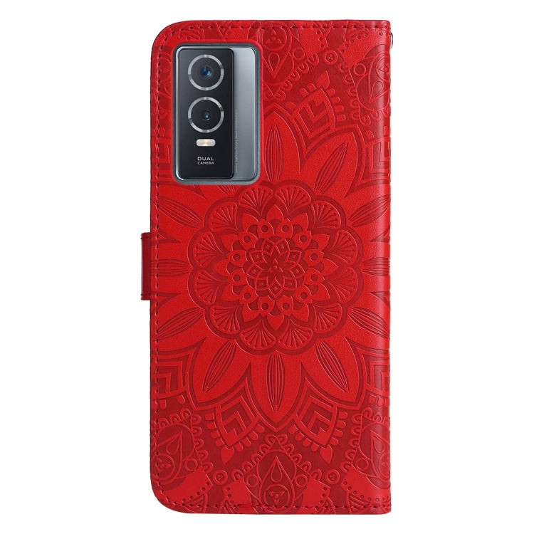 For vivo Y76s / Y76 5G Embossed Sunflower Leather Phone Case