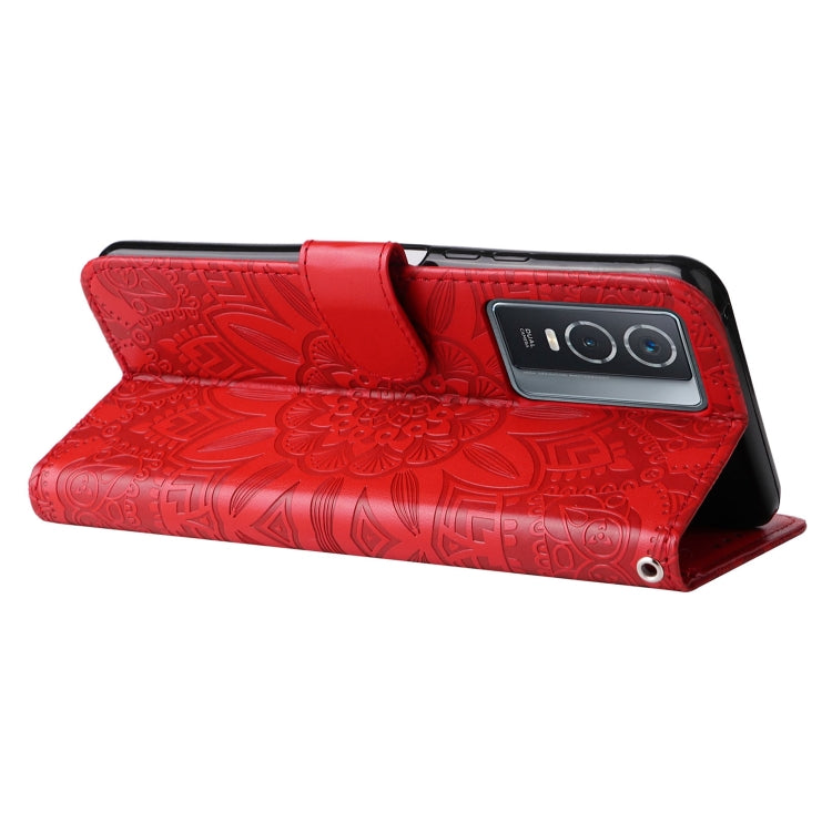 For vivo Y76s / Y76 5G Embossed Sunflower Leather Phone Case